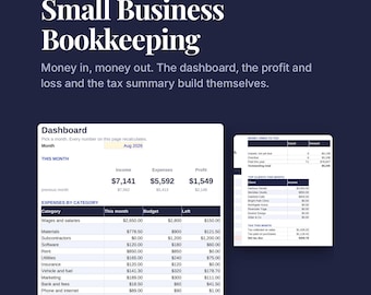 Hoja de cálculo para contabilidad de pequeñas empresas, registro de ingresos y gastos, registro de facturas (Excel/Google Sheets)