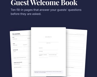 Plantilla editable para el libro de bienvenida de los huéspedes, manual imprimible para alquileres vacacionales (PDF + Word)