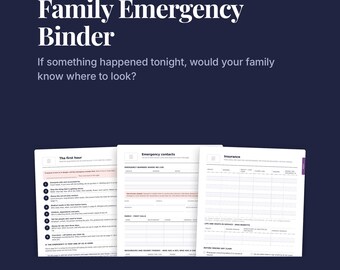 Carpeta de emergencia familiar, planificador para casos de emergencia, organizador de documentos importantes, imprimible (descarga digital)