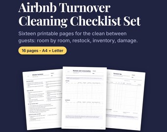 Lista de verificación de limpieza para Airbnb imprimible, kit de preparación para alquileres a corto plazo, formularios para anfitriones y personal de limpieza (PDF)