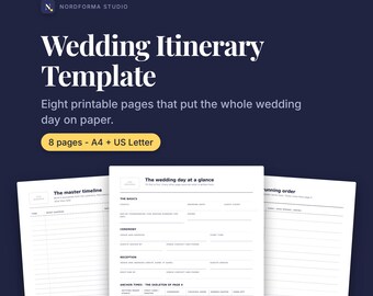 Wedding Itinerary Template Printable, Wedding Day Timeline, Ceremony and Reception Order of Events, Day of Coordinator Schedule PDF