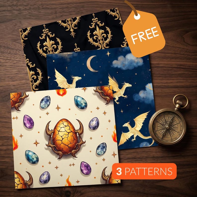 Fantasy Colorable Patterns Fantasy Dragons Clipart PNG Bundle, 50 Mythical Elemental Creatures ...