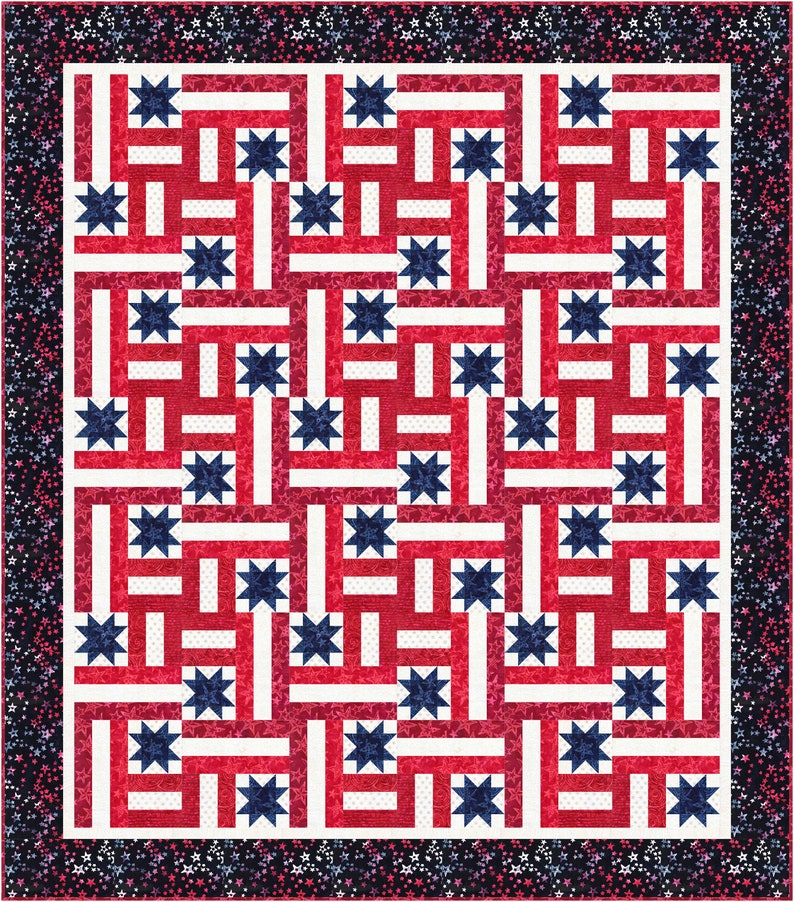 4th of July quilt pattern, The Fabric Addict, Quilt of Valor, batik, Valor by Timeless Treasures image 3