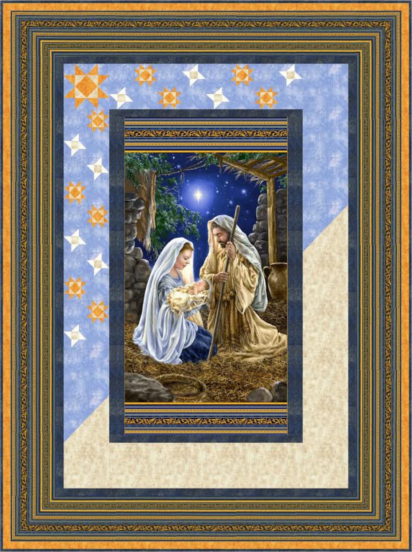 Starry Starry Night PDF quilt pattern Nativity Santa Etsy