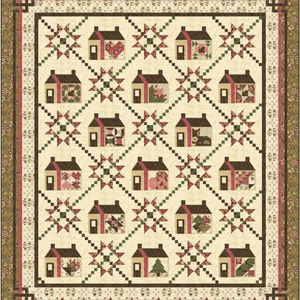 Sampler Quilt Pattern.  Large Queen.  Each House Block has a different &quot;homey&quot; block inside