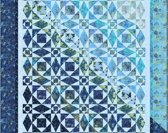 High Tide Quilt pattern, PDF, Storm at Sea variation, Tonga Scuba by Timeless Treasures
