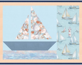 Set Sail quilted placemat pattern. Digital copy.