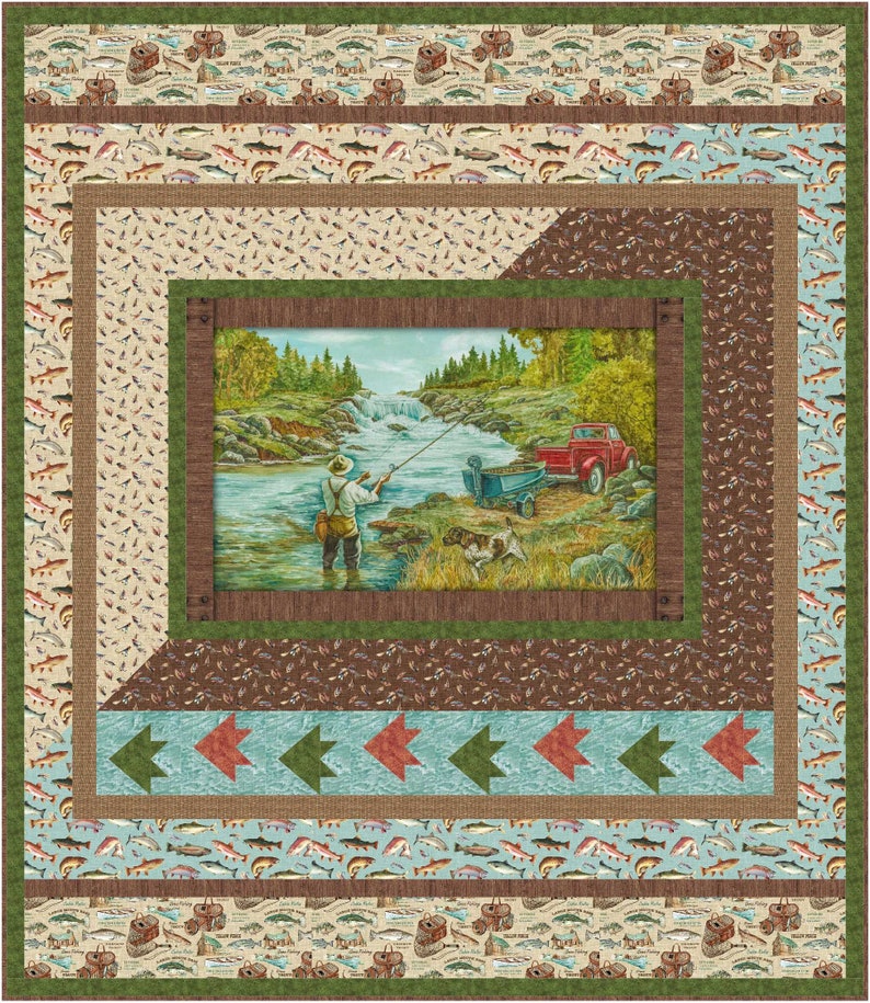 Go Fish quilt pattern by The Fabric Addict, Northcott, Rod and Reel image 1