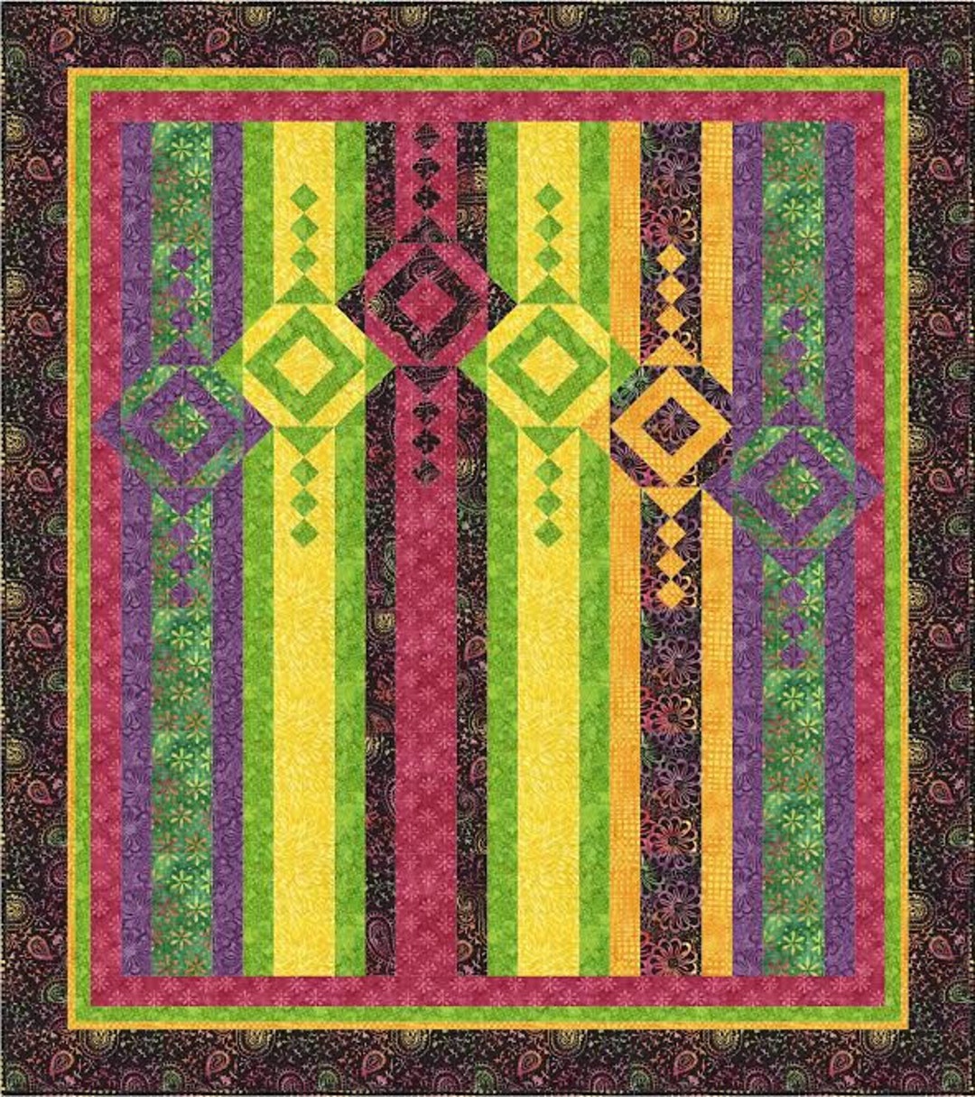 Wind Chimes Quilt Pattern. California King, Queen, Twin Throw/lap All