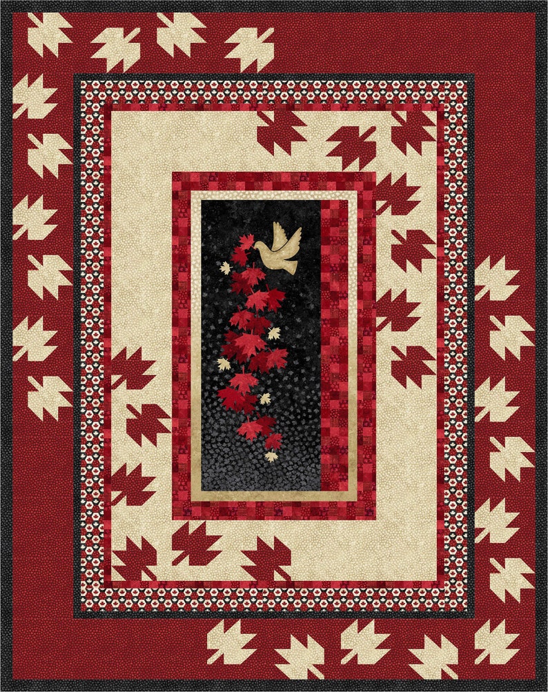 Scattered Leaves Quilt Pattern Northcott Canadian Fabrics Etsy