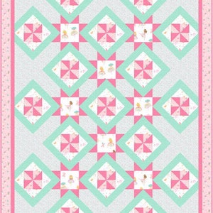 Cartwheels motif courtepointe, Queen, Twin, Baby directions inclus, Meet me at the Barre, Dear Stella, Peppered Cottons, Sudio e