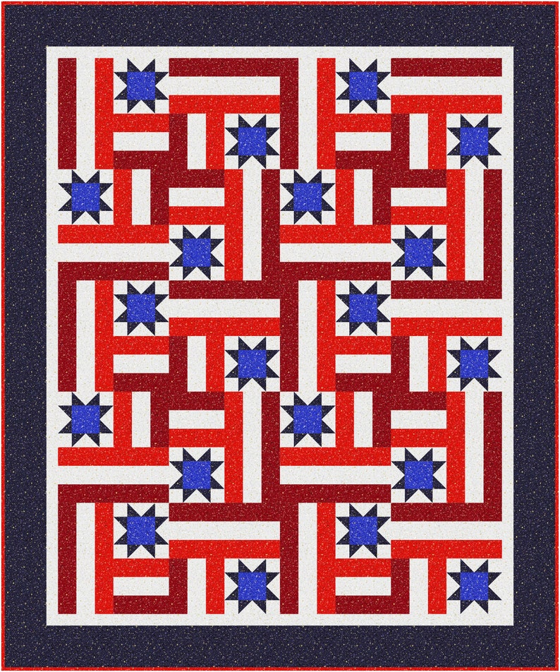 4th of July quilt pattern, The Fabric Addict, Quilt of Valor, batik, Valor by Timeless Treasures image 4