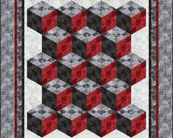 Nine Patch Tumbler Quilt pattern. Queen. Lap. Tumbling. Block. Variation