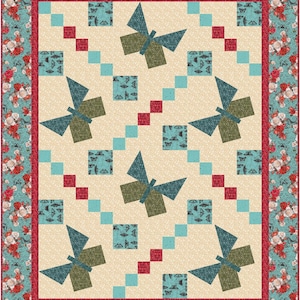 Waltzing Butterflies PDF quilt pattern, The Fabric Addict, Queen, Throw, Patrick Lose, Sanctuary