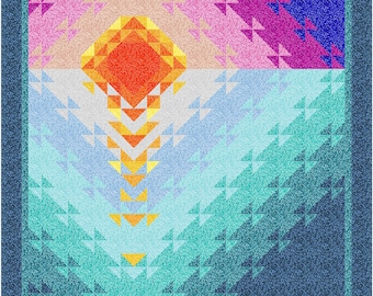 Sunset at Sea quilt pattern Version 2, Queen and Throw, Northcott
