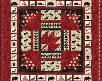 Patrón (copia impresa) para confeccionar la colcha Oh Canada de 60" x 76" con tela Stonehenge de Northcott