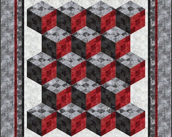 Nine Patch Tumbler Quilt pattern. Queen and Lap. Batiks