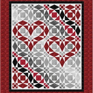 Our Hearts Will Go On Queen quilt kit, Northcott, Fabric Addict, Storm at Sea variation