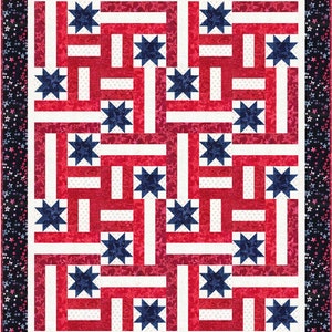 4th of July quilt pattern, The Fabric Addict, Quilt of Valor, batik, Valor by Timeless Treasures image 1