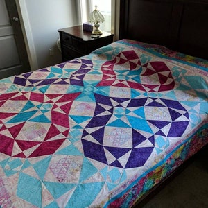 Forever quilt pattern. Storm at Sea variation. batiks, Large Queen , Large Throw
