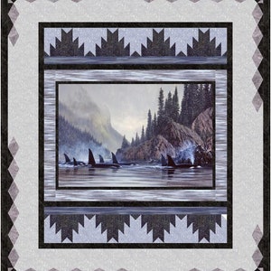 Refelctions PDF quilt pattern, Queen, Twin/Throw, Wall/Lap, The Fabric Addict, Northcott, Migratory Pursuit