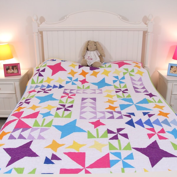 Pattern "You Grow Girl!" 2 sizes included, twin and large lap or bunk. Great scrappy also.