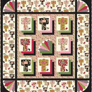 Wzór „Shadows of the Orient” zaprezentowany na tkaninie kimono The Quilter December January firmy Northcott