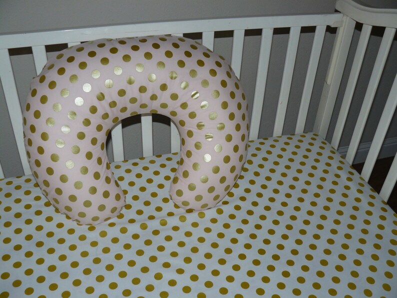 Crib Fitted Sheet Gold Polka Dot White Cotton Etsy