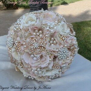 Rose Gold Custom Bouquet Jeweled Bouquet Elegant Blush Pink Etsy