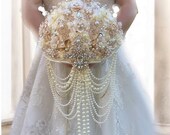 Items Similar To Large Gold And Ivory Draping Pearl Bridal Brooch