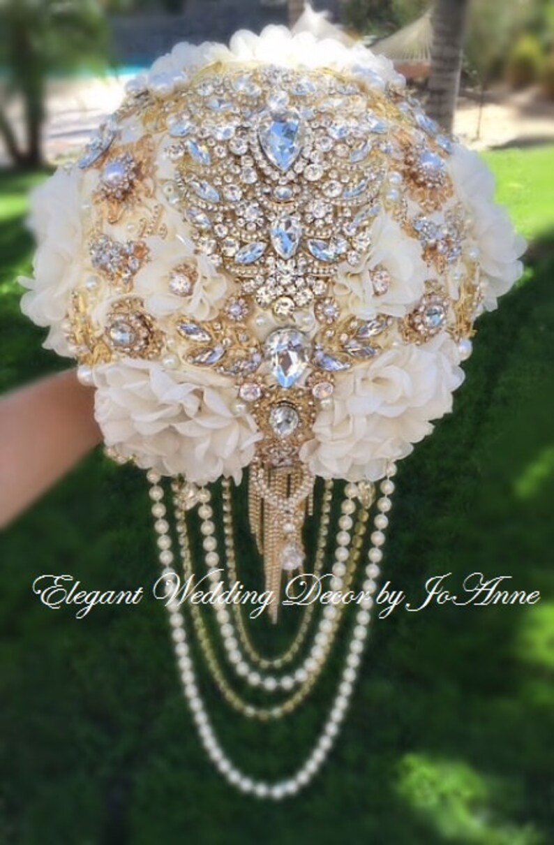 Ivory and Gold Brooch Bouquet Gold Brooch Wedding Bouquet Etsy