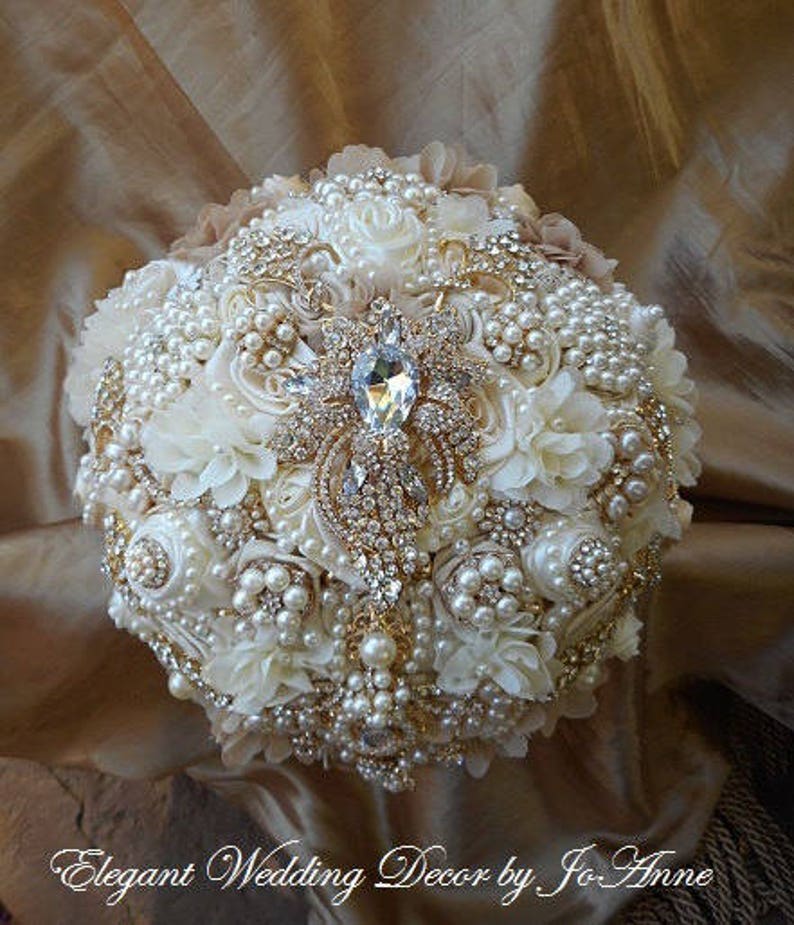 Custom Gold Bridal Brooch Bouquet Elegant Brooch Bouquet Etsy