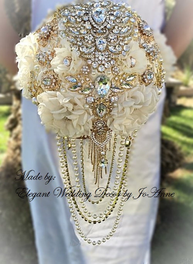 Elfenbein und Gold Brosche Bouquet goldene Brosche Hochzeit | Etsy