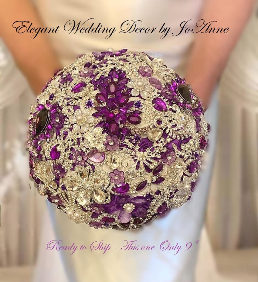 FYSTORE Bride Bouquet Brooch Bouquet Bridesmaid Holding Wedding Flowers 235  (Purple)