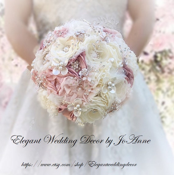 Romantic Fabric Flower Bouquet Rustic Wedding Bouquet Etsy