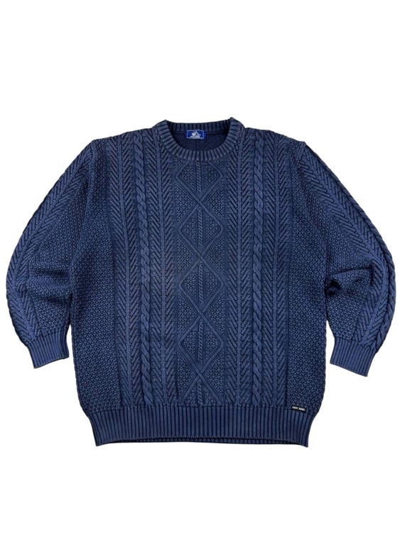 Saint James, Vintage Saint James Fisherman 80s Cable Knitted Sweater Sz XL