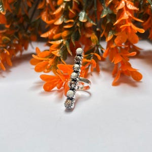 White Horse Stone Ring Vertical Multi Stone Bar Ring Handmade Silver Statement Ring Southwestern Boho Gemstone Ring Gift For Her