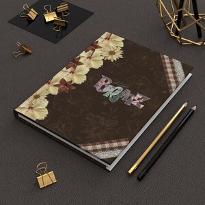 Floral Brown Pattern Hardcover Journal | Lined Notebook