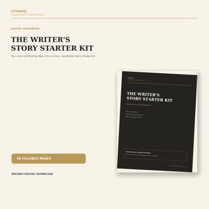Startpaket för författarens berättelser, arbetsblad med skönlitterär handling och karaktärer, ifyllbar PDF-version av romanplanering