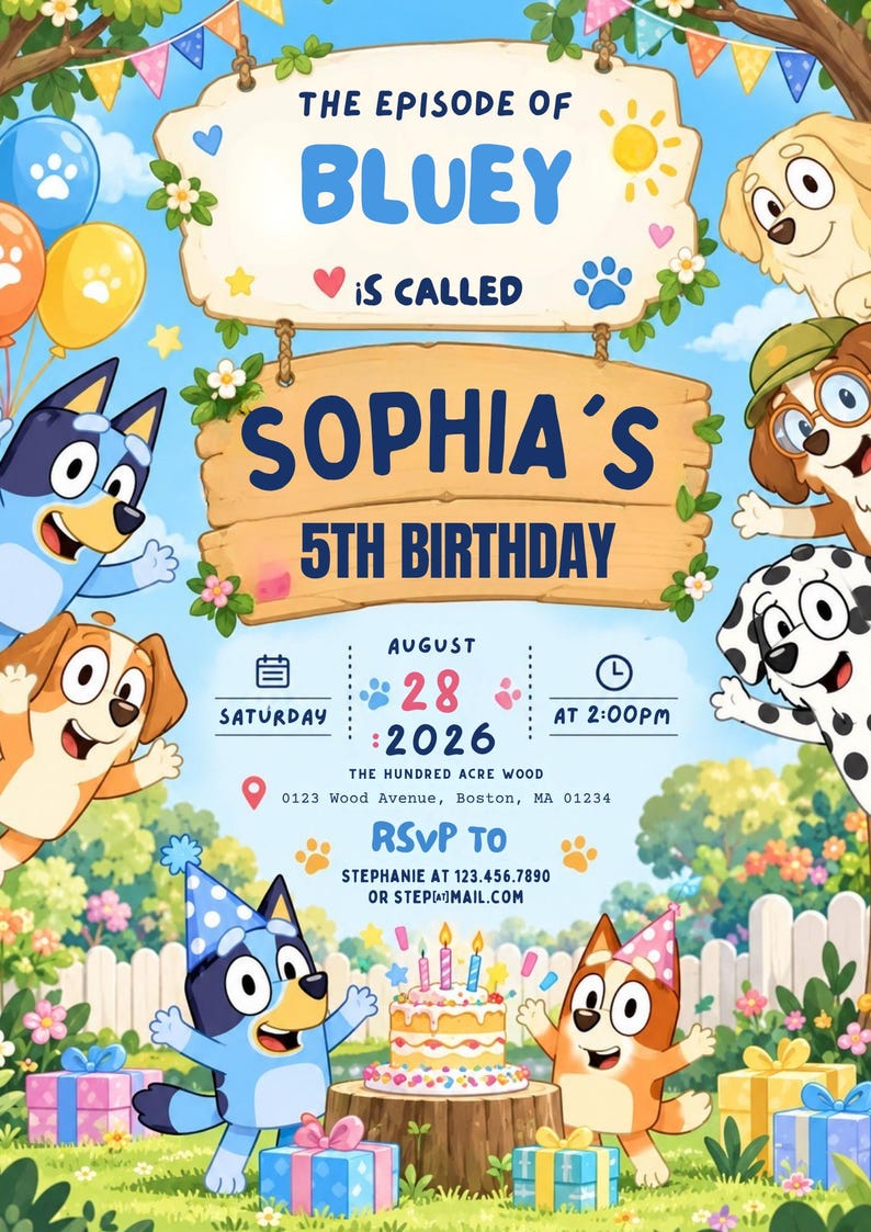 Editable Bluey Birthday Invitation, Bluey Party Invite, Toddler ...