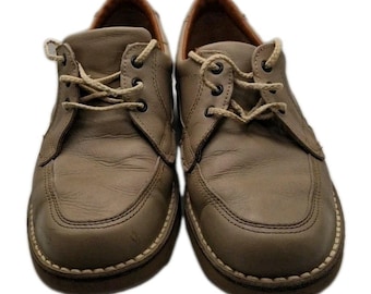 Dexter leren schoenen voor heren, maat 8 M, vintage VIBRAM-zolen, bruinbeige.