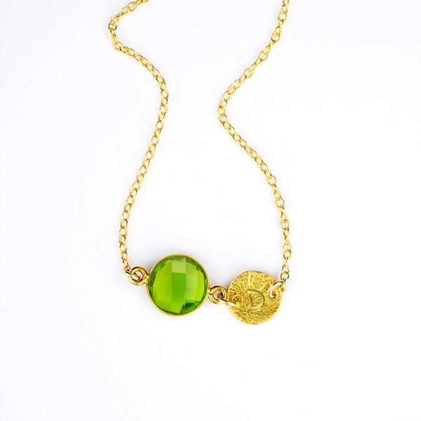 August Birthstone Necklace, Personalized Necklace Peridot Necklace Gift daughter Initial Jewelry Custom Name necklace Christmas gift