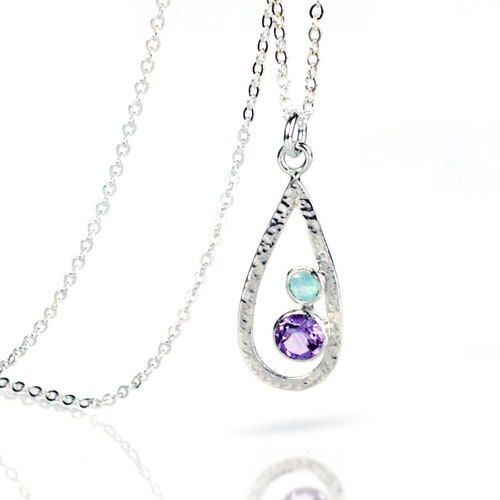 Custom Mother Child Birthstone Necklace 