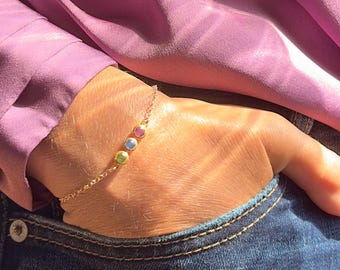 Personalized Birthstone Bracelet • Dainty Custom Gift for Mom, Grandma, Best Friend – Minimalist Family Jewelry in Gold, Silver or Rose Gold