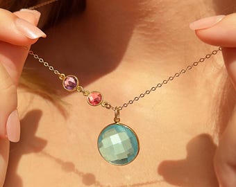 Custom mom necklace, Birthstone necklace, mother daughter necklace, gold or silver necklace, mom jewelry Christmas Gift from daughter, son