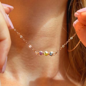Personalized Birthstone Bar Necklace • Custom Gemstone Gift for Women • Rose Gold, Silver, Gold • Ideal Mother&#39;s Day or Christmas Gift [MNB]