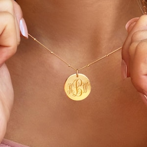 Collar con monograma • Colgante con iniciales personalizadas, regalo de joyería personalizada para ella, oro o plata de ley, collar para dama de honor o madre