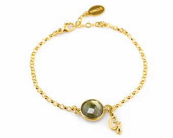 Benutzerdefinierte Birthstone Armband - erste Armband - personalisierte Edelstein Armband - Lünette Station Armband, Gold oder Silber, benutzerdefinierte Armband