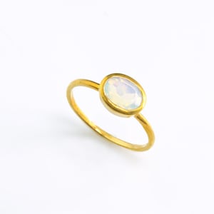 Dainty Opalite Ring • Small Oval October Birthstone Ring • Dainty Stackable Ring • Sterling Silver Ring • Gold Ring with October Birthstone