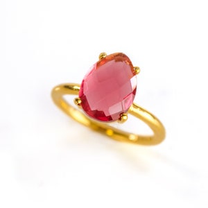 Ruby Ring, July Birthstone Ring, Gemstone Ring, Stacking Ring, Gold Ring, prong set ring, Tear drop Ring, ruby jewelry, stackable ring